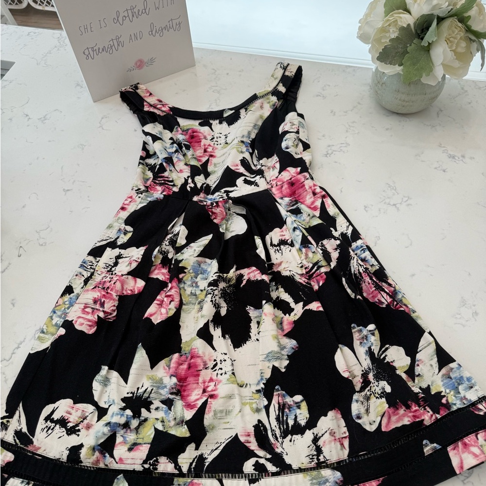 White House Black Market Black and Pink Floral Kids Dress